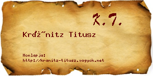 Kránitz Titusz névjegykártya